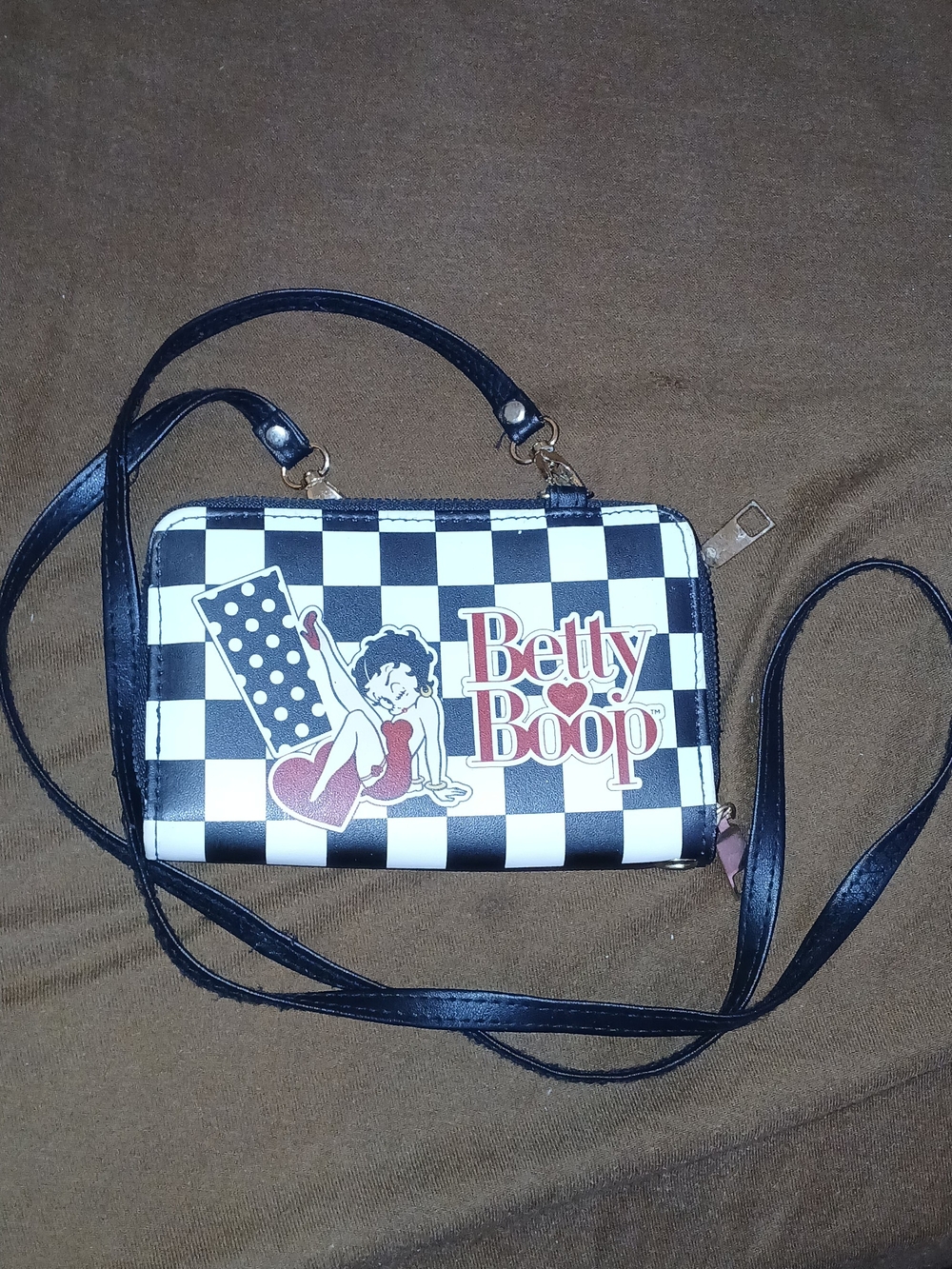 Betty Boop Black & White Checkered Crossbody